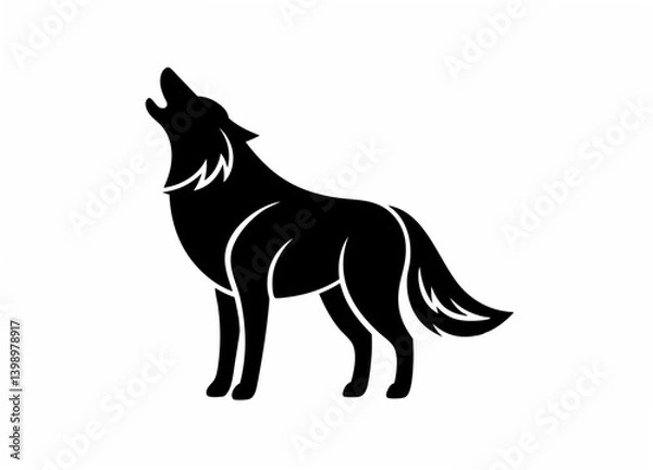 Fototapeta Wild Howl: A stylized silhouette of a wolf in a dramatic howl, emphasizing its connection to the wild and its captivating nature. Capturing raw emotion in striking monochrome aesthetic.