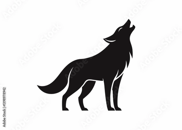 Fototapeta The Howling Silhouette: A striking silhouette captures the raw and untamed essence of a lone wolf howling into the vast wilderness.