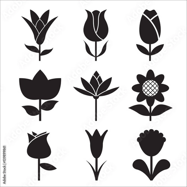 Obraz Flower Icon Side view Set