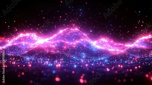 Fototapeta Abstract Pink and Blue Nebula Digital Art