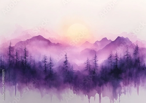 Fototapeta Dreamy Abstract Watercolor Canvas in Soft Lavender and Pastel Hues for Design Projects