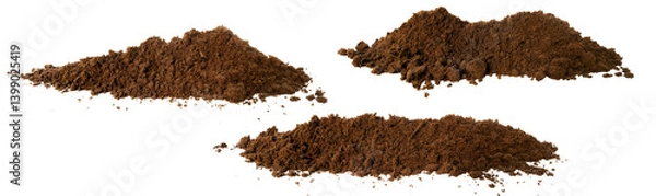 Obraz Collection of humus soil mounds with isolated white background