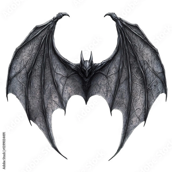 Fototapeta An artistic representation of a bat-like creature with outstretched wings and a menacing appearance.