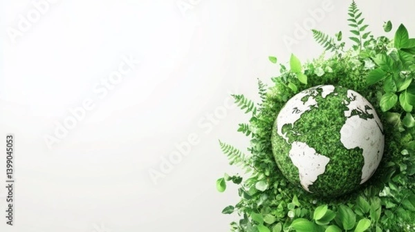 Obraz Earth day concept on white background, World environment day ,  Generative AI