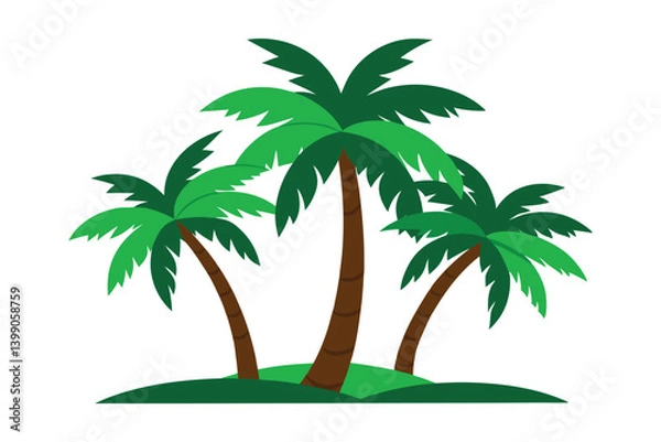 Fototapeta palm trees on the beach vector illustration with White background 