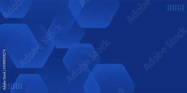 Fototapeta Modern abstract blue background with glowing geometric lines. Blue gradient hexagon shape design. Futuristic technology concept.