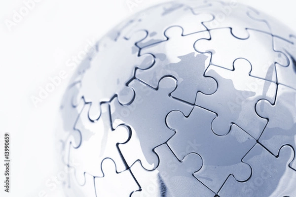 Obraz puzzle globe isolated over a white background
