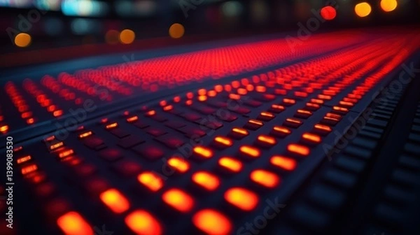 Fototapeta Illuminated Control Panel: A Symphony of Red Lights