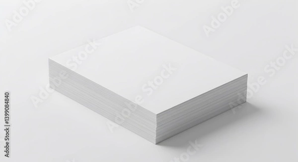 Fototapeta Neat Stack of White Paper Sheets for Printing or Writing Purposes