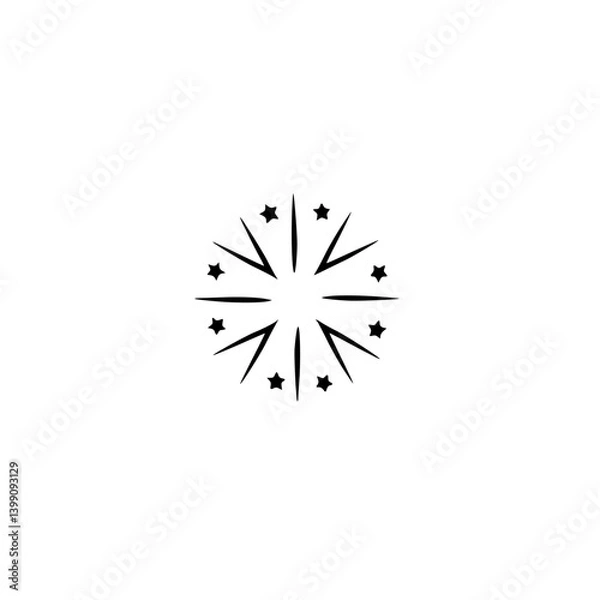 Fototapeta Minimalist Starburst Icon, Vector, Black and White
