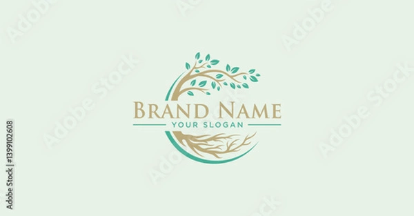 Obraz Circular Tree Root Leaf Logo