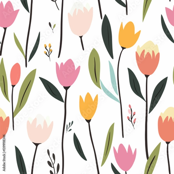 Fototapeta Tulip pattern.Exquisite vector floral patterns.