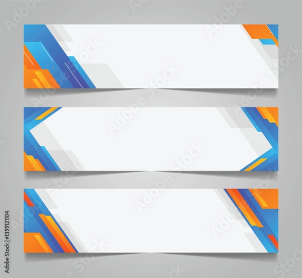 Fototapeta Web banner design collection with geometric modern style