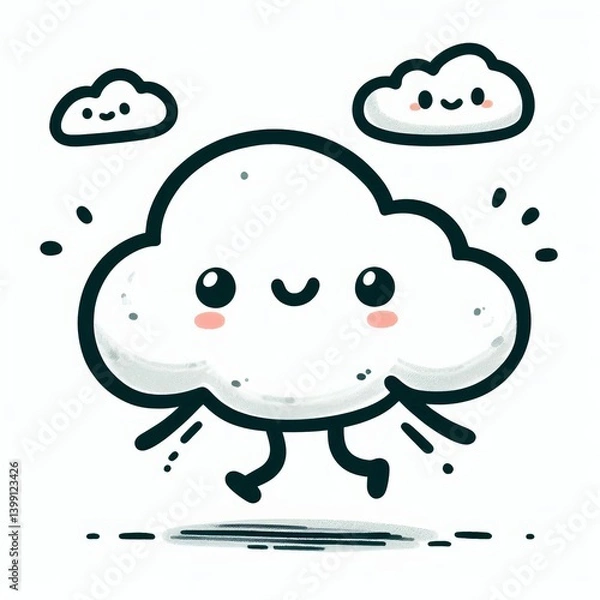 Obraz Weather forecast vector illustration icon design with cloud people, sun, and rain elements on a white