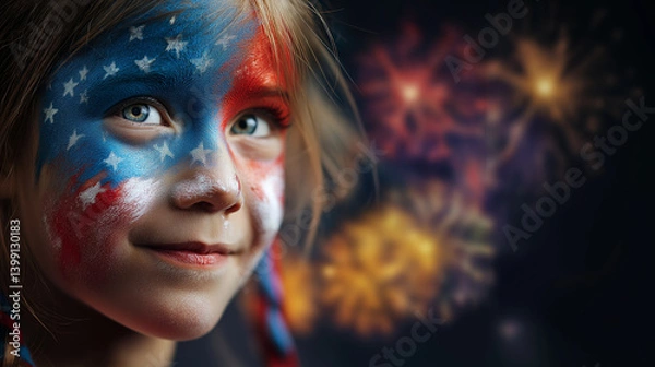 Obraz Children Holding Sparklers During July Fourth Parade