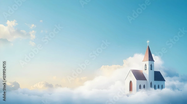 Obraz Floating Church In Clouds At Dawn