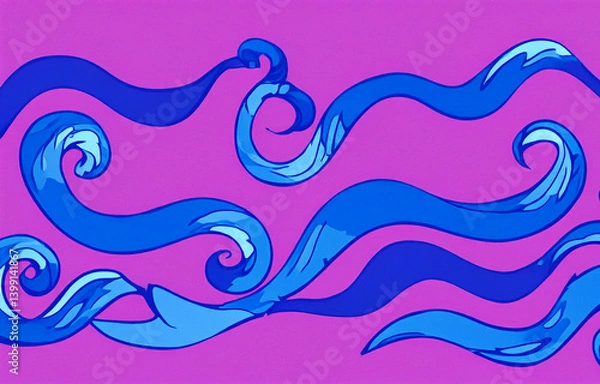 Obraz 青と紫の波模様の背景素材