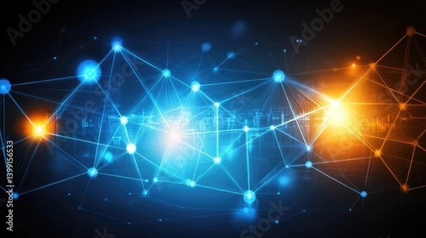 Fototapeta A complex network of interconnected data points, showcasing digital connectivity.