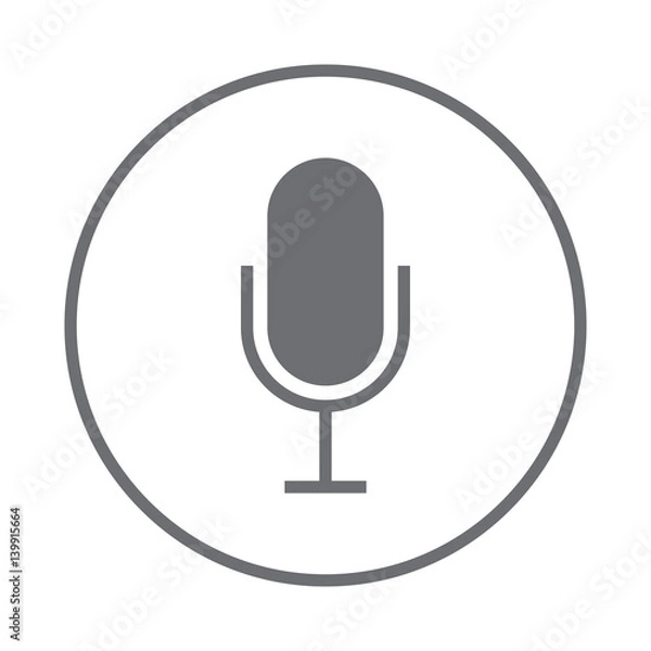 Fototapeta grey microphone flat icon, vector illustration
