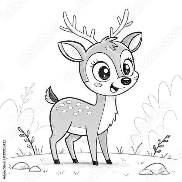Fototapeta deer with a red heart coloring book