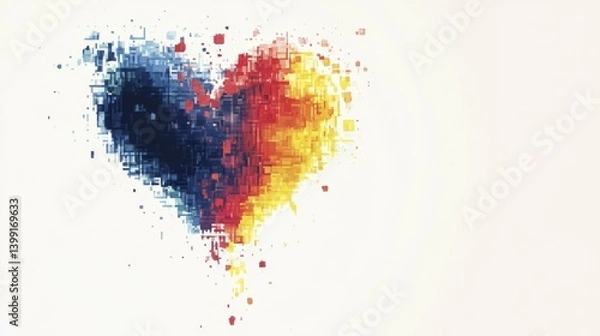 Fototapeta Abstract Pixel Heart Mosaic with Vibrant Color Gradient