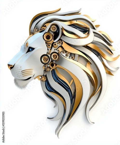 Obraz Digital illustration of a lion's head with futuristic mechanical design