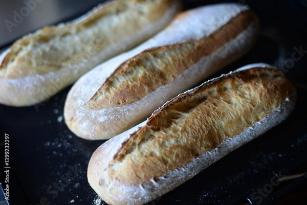 Fototapeta Baking homemade baguette is a relaxing time for me.