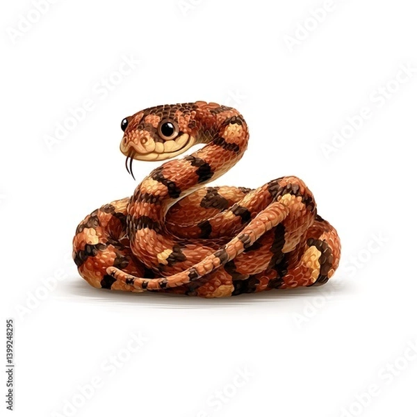 Obraz Tiny baby snake coiled up cartoon