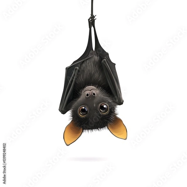 Obraz Small brown bat resting cartoon