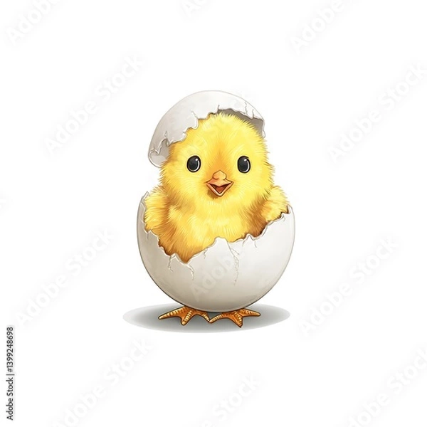 Obraz Small yellow chick emerging cartoon