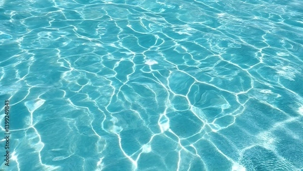 Fototapeta Shimmering Blue Water Surface with Rippling Light Patterns – 3D Background for Ocean, Pool, or Nature Themes