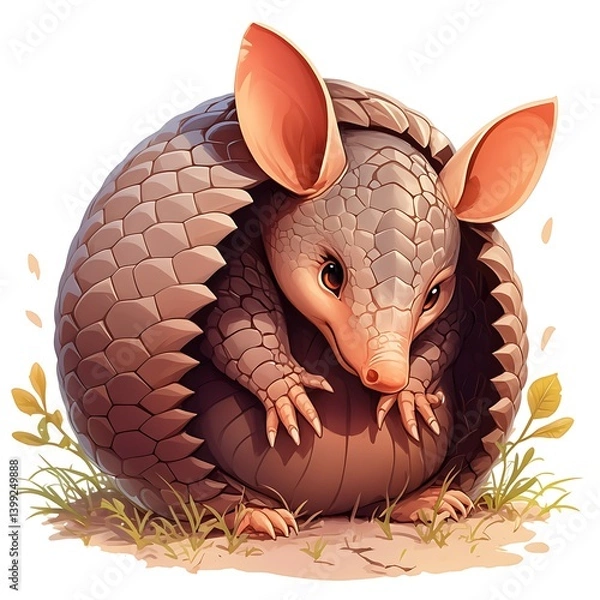 Obraz Cartoon armadillo in defensive position