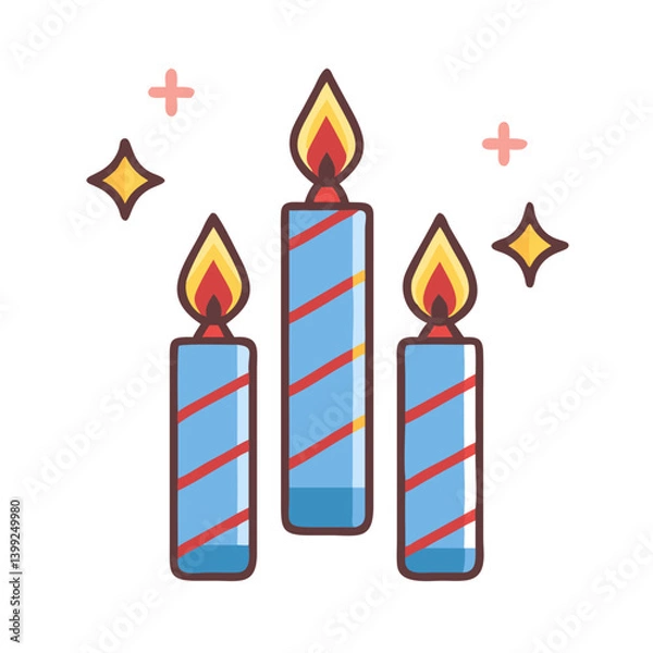 Fototapeta Decorative Candles with Sparkles Icon Design