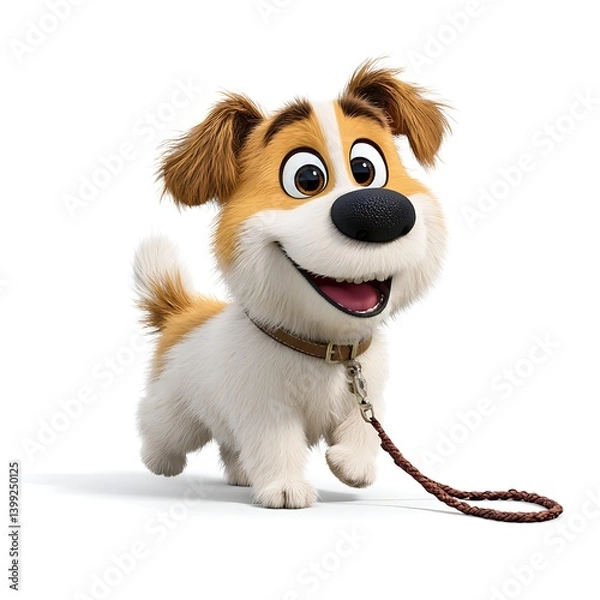 Obraz Cartoon character walking dogs in park