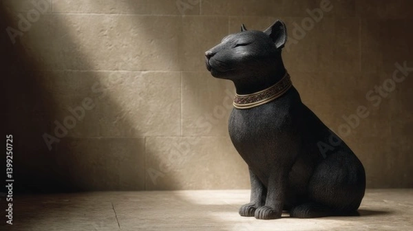 Obraz Black Dog Sculpture in Dramatic Light Intricate Design and Textured Detail