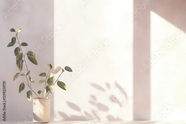 Fototapeta Sunlight on a plant, soft shadows