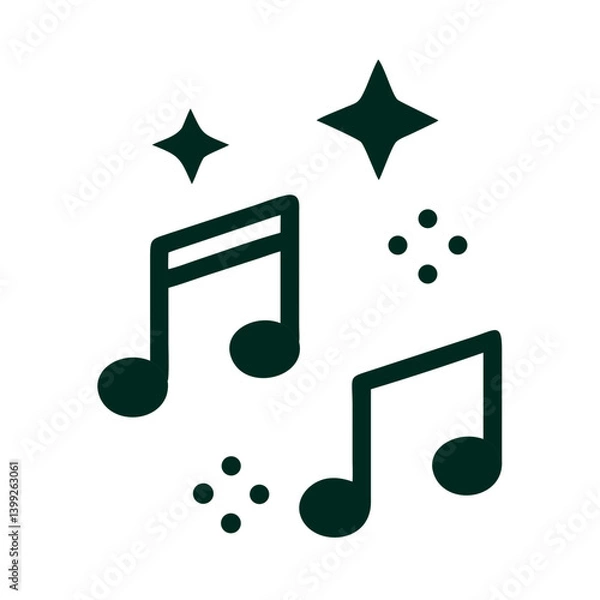 Obraz Musical Notes with Sparkle Effect Icon Design