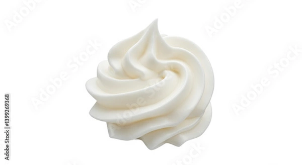 Fototapeta Delicious swirl of fresh whipped cream, a perfect topping for any dessert. The creamy texture and light color beckon taste and indulgence