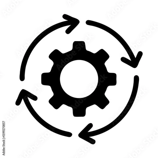 Obraz Gear with Circular Arrows Symbol Icon Design