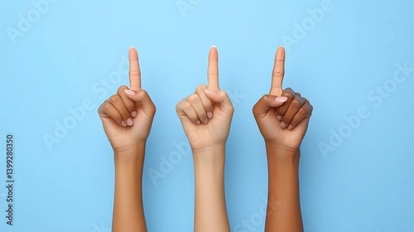 Fototapeta Diverse Hands Pointing Up (1)