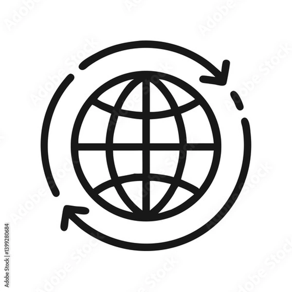 Obraz Globe with Circular Arrows Symbol Icon Design