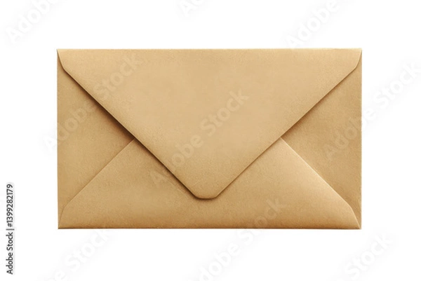 Fototapeta Isolated brown kraft paper envelope for mailing letters and sending invitations