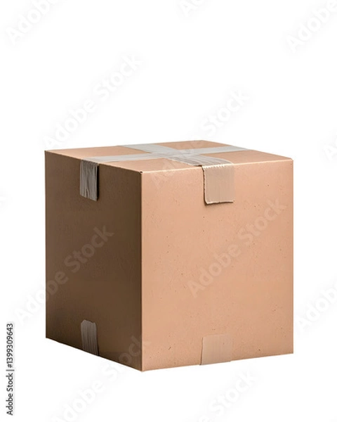 Fototapeta Cardboard box with handle in a studio setting