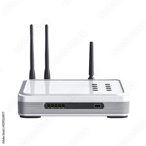 Fototapeta Sleek White Wireless Router - Modern Network Device