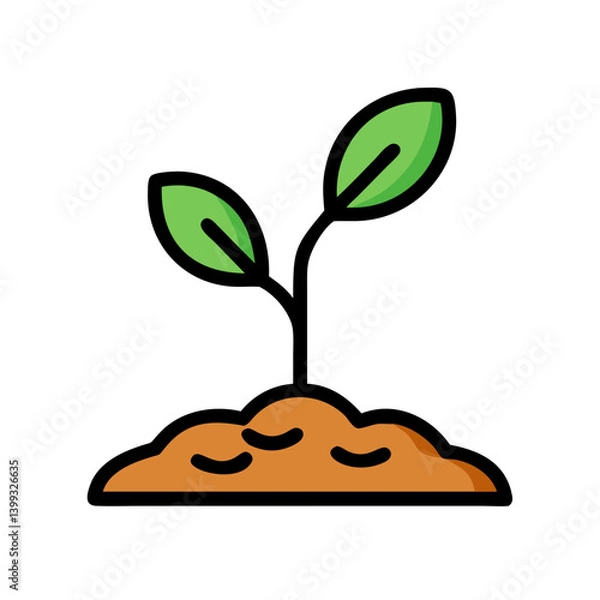 Fototapeta Sprouting Plant Emerging from Soil Icon Design