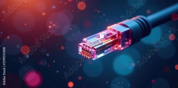 Fototapeta Twisted pair network cable coil, data transmission , tech, internet connection