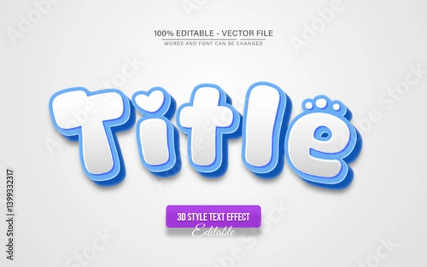 Fototapeta White blue title 3d text effect editable