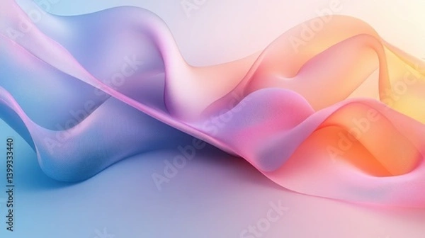 Obraz A vibrant, abstract representation of flowing fabric-like shapes in soft pastel colors, creating a serene and dynamic visual effect.