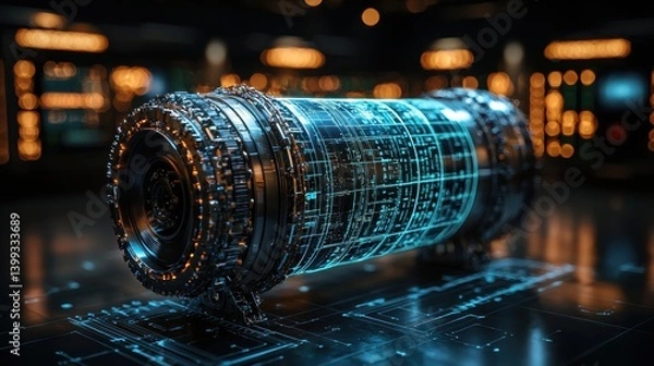 Obraz Futuristic digital landscape with an abstract maze of data flows networks and high tech visuals  The image conveys a sense of advanced intelligence and the digital world