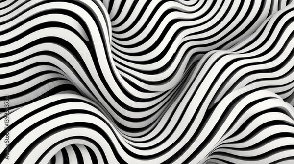 Fototapeta Abstract Undulating Black and White Stripes Background for Modern Design Art, Generative AI.